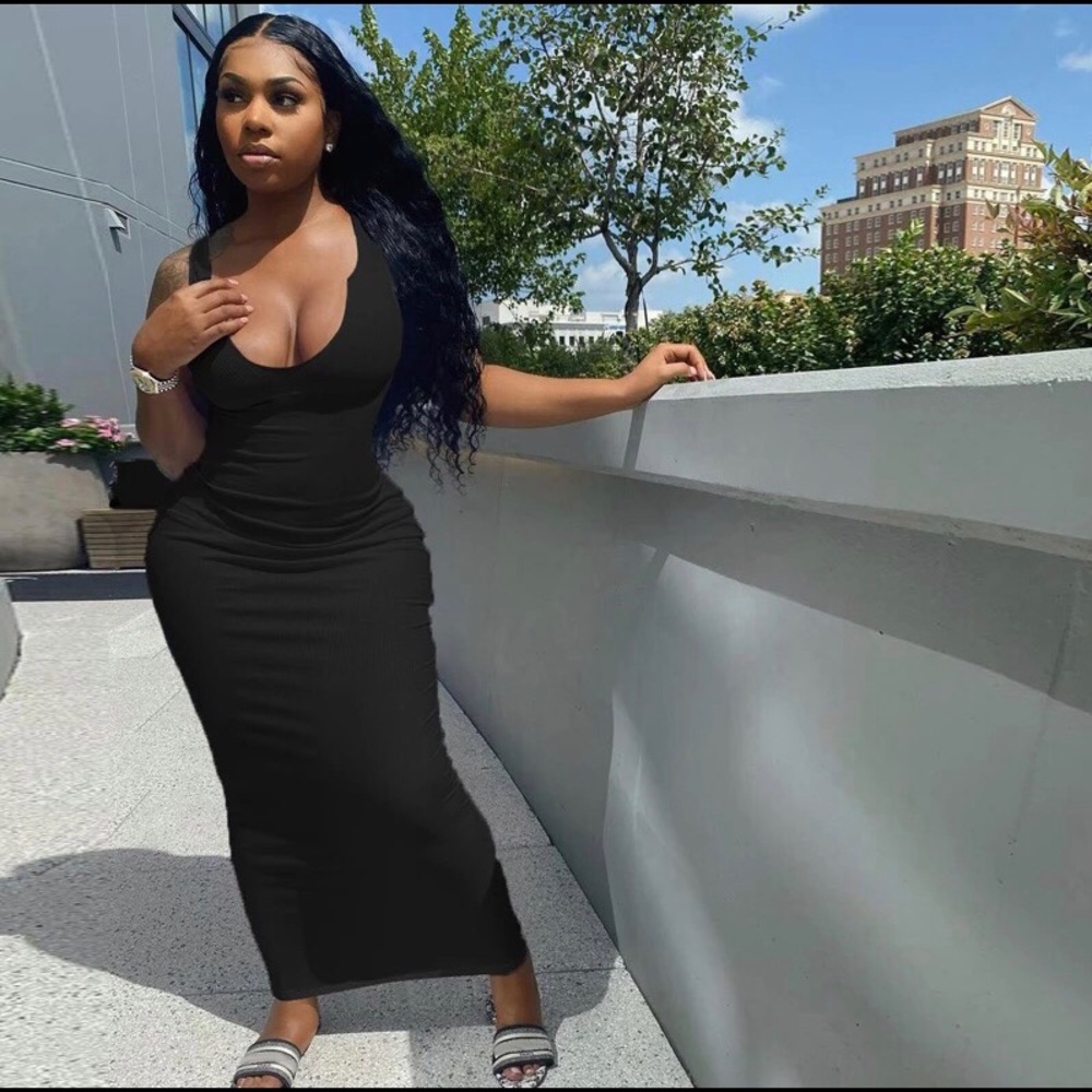 Deep plunge maxi dress